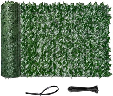 Vinclus Clôture de Protection de Jardin à Feuilles Artificielles, 1 x 3m Haie Artificielle, Mur Végétal, Décoration de Clôture de Balcon Intérieur Extérieur Ivy