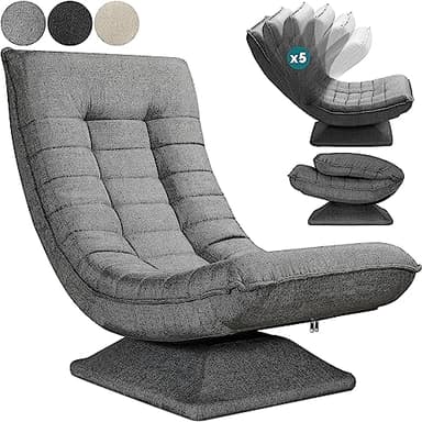 Casaria® Fauteuil Tout Confort pivotant à 360° Gris capacité de Charge de 150kg siège de Gaming 58x57x84/87cm Relaxation