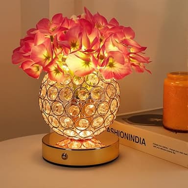 Cadeau de Saint-Valentin pour son anniversaire, cadeau pour femme, lanternes hortensia, télécommande/tactile double commande, lampe de bureau en cristal, lampe d'ambiance décorative haut de gamme