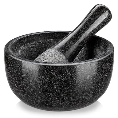 Velaze Mortier et Pilon Cuisine en Granit, pour Epices et Herbes, Diamètre de 16cm, Emsemble de Mortier, Poli Pierre Naturelle