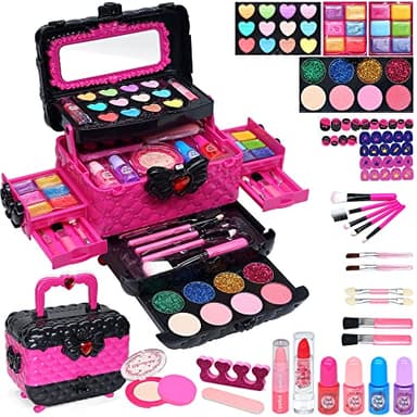 Maquillage Enfant Fille - Jouet Filles,Kit de Maquillage Enfant Fille,Non Toxique Lavable Coffret Filles Cadeau de Noël Anniversaire Fille4 5 6 7 8 9 10-12 Ans