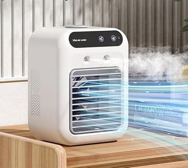 Climatiseur portable, petit climatiseur mobile, rechargeable par USB, avec 2 vitesses, 2 modes de brume, batterie 1800 mAh, pour voiture, bureau, voyage