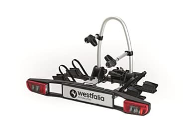 Westfalia Porte-vélos BC 60 pour Attelages | pour 2 Vélos | Adapté aux Vélos Électriques | Pliable, Noir/Argenté/Rouge