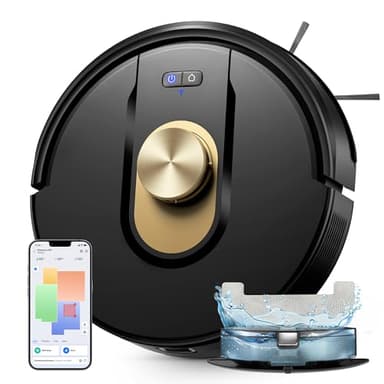 Vexilar Robot Aspirateur Laveur Cleanova W9, 150Min/5000Pa Aspirateur Robot, Navigation LiDAR avec Cartographie, Zones Virtuelles, Alexa/APP, Idéal pour Les Sols,Tapis Poils d'animaux