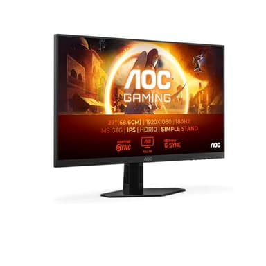 AOC Gaming 27G4XED - Moniteur Full HD 27 Pouces, 180 Hz, 1 ms, FreeSync Prem., G-Sync Comp., HDR10 (1920x1080, 2X HDMI 2.0, 1x DisplayPort 1.4) Noir/Gris