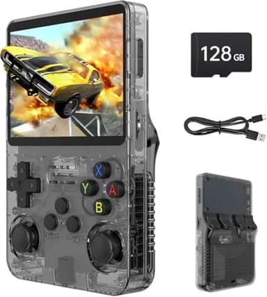 Console de Jeu Portable rétro Nawchedo R36S, 128 Go, avec Plus de 30 émulateurs Populaires, Plus de 40 000 Jeux Classiques et Une Batterie de 3 500 mAh - Noire