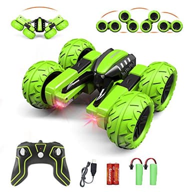 Amicool RC Voiture Telecommandé Tout Terrain, 4WD 360°Rotation Stunt Car Offroad RC Véhicule avec LED, 2.4GHz Voiture Radiocommandee Crawlers pour Enfants 6-12 Ans G03080R
